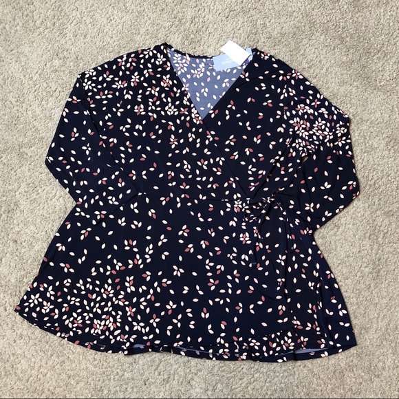 Plus Size Wrap Maternity Blouse - Picture 2 of 5